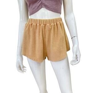 Zulu & Zephyr Tan Terrycloth High Waist 70’s Style Booty Shorts XXS-S